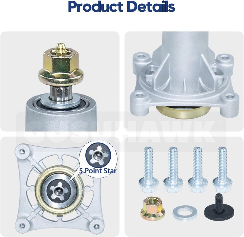 GUSUHAWK 2 Pack 587819701 Spindle Assembly Kit with 153535 Pulley Replace Craftsman 587819701 Mandrel Assembly 187281 187280, Husqvarna 587125401 587820301 532187281 Spindle Assembly 532173436 - Image 5